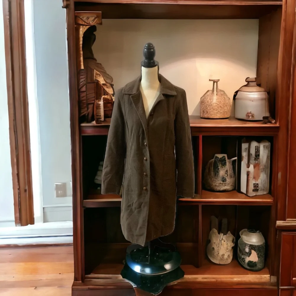 GAP Brown Brushed Poly Lined Coat M Knee Length Classic Fall Winter Jacket